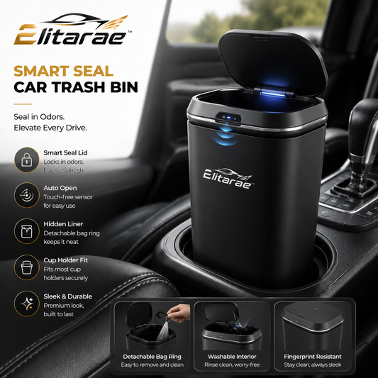 Elitarae™ SmartSeal Touchless Car Trash Bin