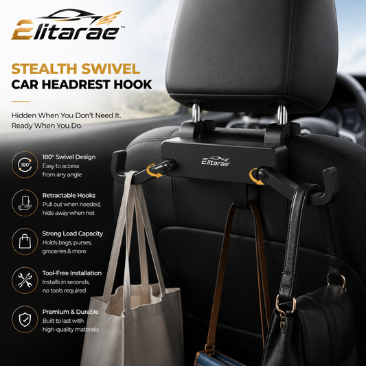 Elitarae™ StealthSwivel 180° Hidden Headrest Hook