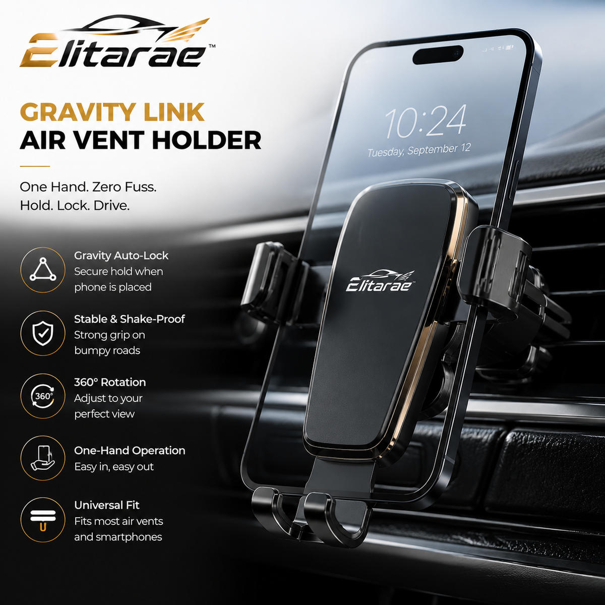 Elitarae™ GravityLink Magnetic Air Vent Phone Holder
